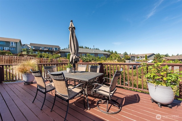 70 Onyx Ln, Sequim, WA 98382 - deck with outdoor dining area and a residential view