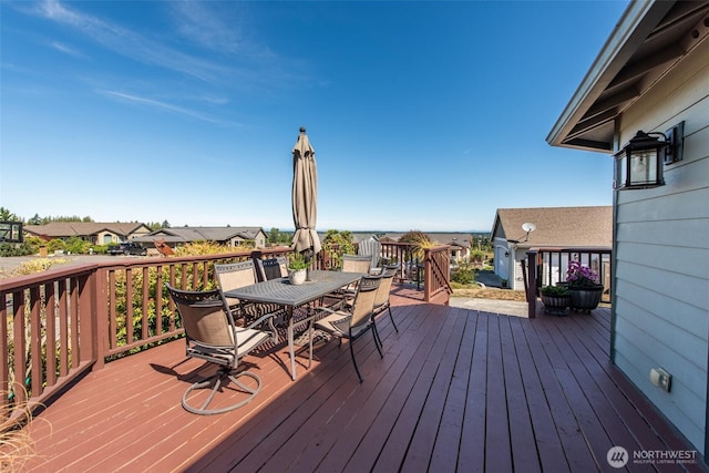 70 Onyx Ln, Sequim, WA 98382 - wooden deck with outdoor dining space