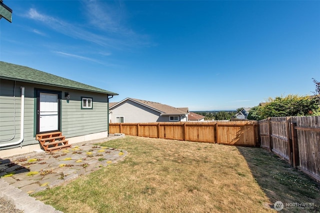70 Onyx Ln, Sequim, WA 98382 - fenced backyard with entry steps