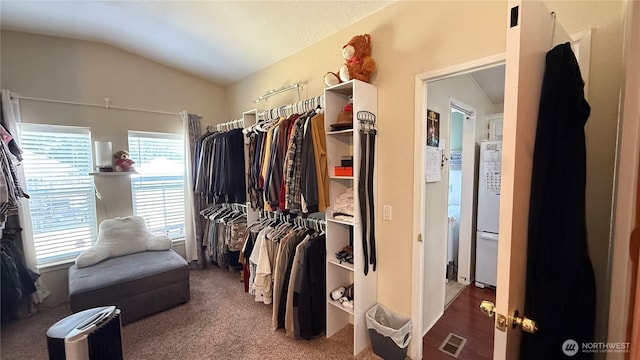 10426 11th Avenue Ct S, Tacoma, WA 98444 - walk in closet featuring lofted ceiling and carpet