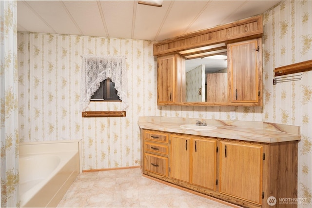 3611 I St NE Unit 10, Auburn, WA 98002 - full bath with vanity and wallpapered walls