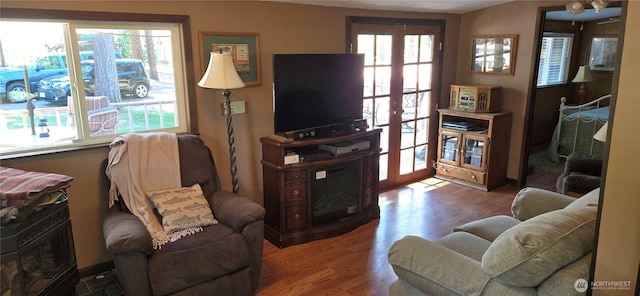 67 Northcott Rd, Winthrop, WA 98862 - living room with wood finished floors and french doors