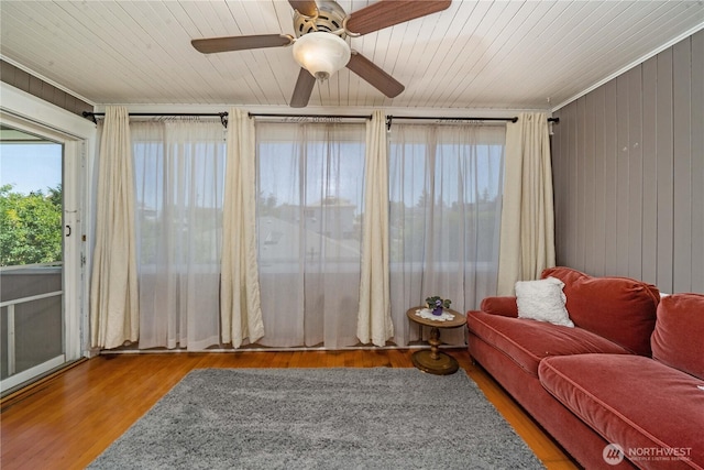 1721 N Steele St, Tacoma, WA 98406 - sunroom featuring wooden ceiling, wood walls, and wood finished floors