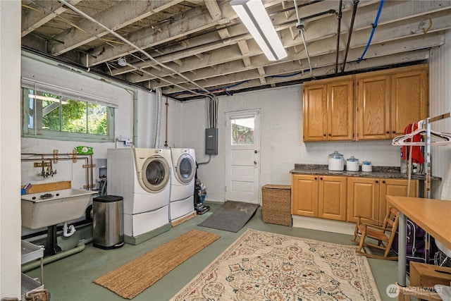 1721 N Steele St, Tacoma, WA 98406 - laundry area with separate washer and dryer, cabinet space, electric panel, and plenty of natural light