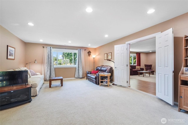 3711 116th St SE, Everett, WA 98208 - carpeted living room featuring recessed lighting and baseboards