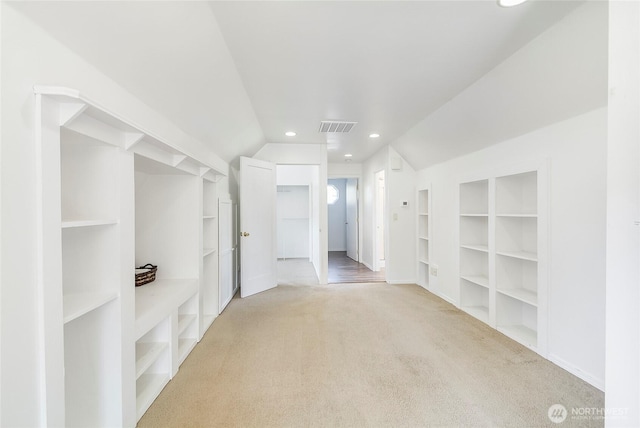 3711 116th St SE, Everett, WA 98208 - additional living space featuring built in features, light carpet, vaulted ceiling, and recessed lighting