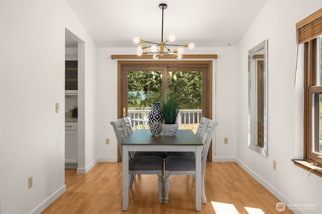8833 47th Pl W, Mukilteo, WA 98275 - dining area featuring a chandelier, healthy amount of natural light, and light wood-type flooring