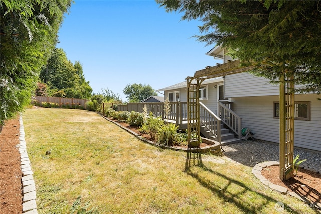 8833 47th Pl W, Mukilteo, WA 98275 - fenced backyard featuring a deck and a pergola