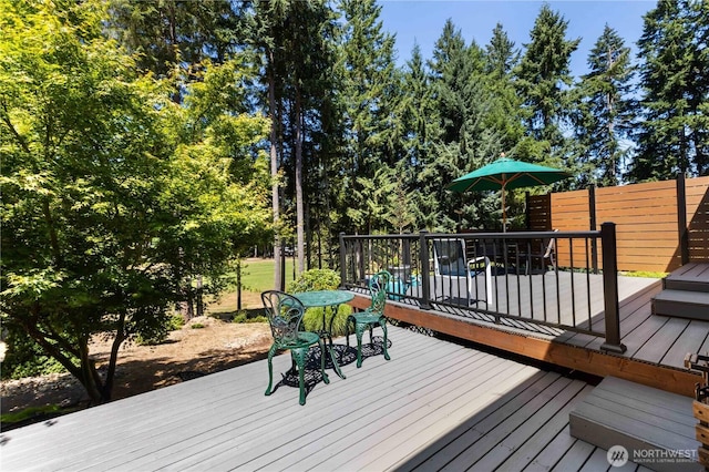 81 E Dunoon Pl, Shelton, WA 98584 - wooden deck featuring outdoor dining area
