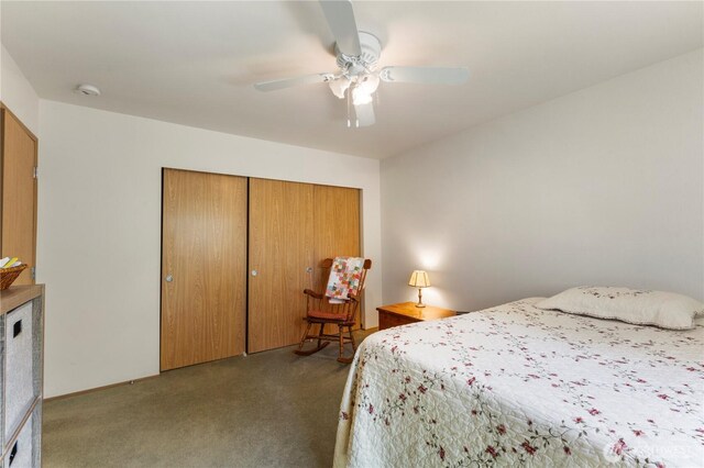 81 E Dunoon Pl, Shelton, WA 98584 - bedroom featuring carpet floors, a closet, and a ceiling fan