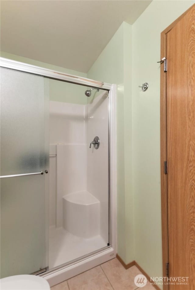 81 E Dunoon Pl, Shelton, WA 98584 - full bath with a shower stall and tile patterned floors