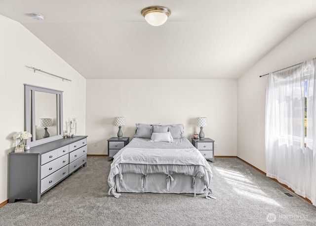 7308 Clamdigger Dr, Blaine, WA 98230 - carpeted bedroom with vaulted ceiling and baseboards