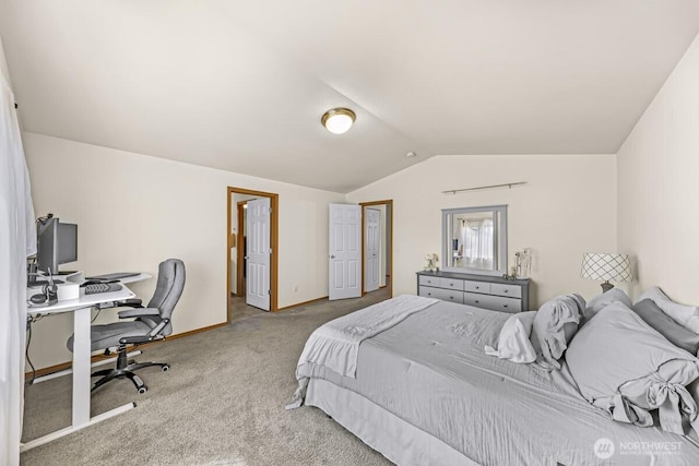 7308 Clamdigger Dr, Blaine, WA 98230 - bedroom featuring vaulted ceiling, a desk, and carpet flooring