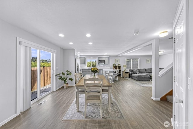 7308 Clamdigger Dr, Blaine, WA 98230 - dining space with wood finished floors and recessed lighting