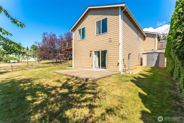 3761 Hannah Ct, Bellingham, WA 98226 - rear view of property featuring a shed and a patio area