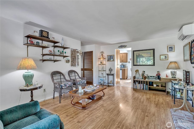 17004 137th Pl SE, Renton, WA 98058 - living room featuring a wall mounted air conditioner and wood finished floors