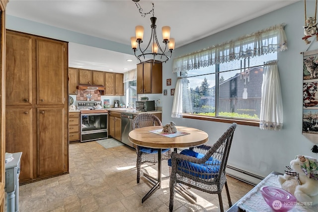 17004 137th Pl SE, Renton, WA 98058 - dining area with a baseboard heating unit, plenty of natural light, a chandelier, and recessed lighting