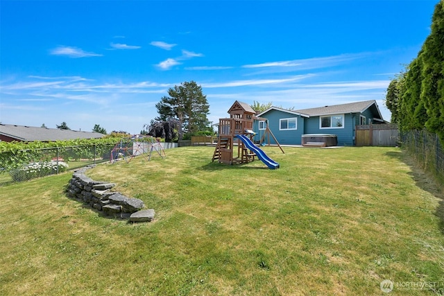 6002 Ridgeview Pl, Ferndale, WA 98248 - fenced backyard with a playground