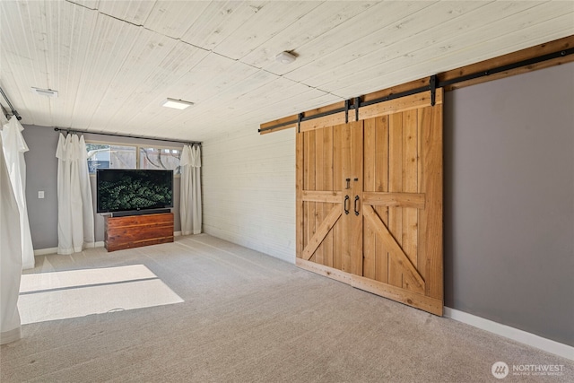 922 SW 160th St, Burien, WA 98166 - basement featuring a barn door, carpet floors, and wood ceiling