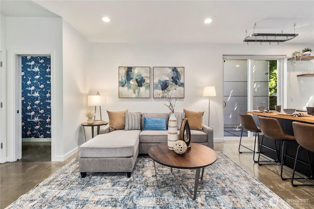 1804 25th Ave Unit A, Seattle, WA 98122 - living area featuring finished concrete floors and recessed lighting