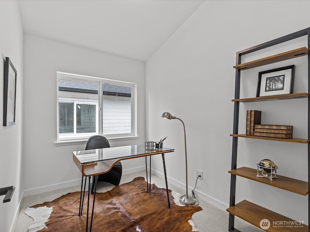 9015 Dibble Ave NW, Seattle, WA 98117 - office area featuring carpet flooring and vaulted ceiling