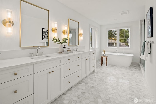 331 18th Ave, Kirkland, WA 98033 - full bathroom with double vanity and a freestanding bath