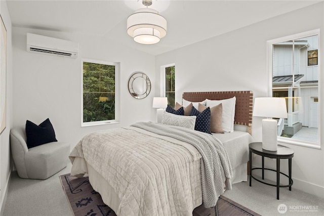 333 18th Ave, Kirkland, WA 98033 - bedroom with a wall unit AC, carpet flooring, and lofted ceiling