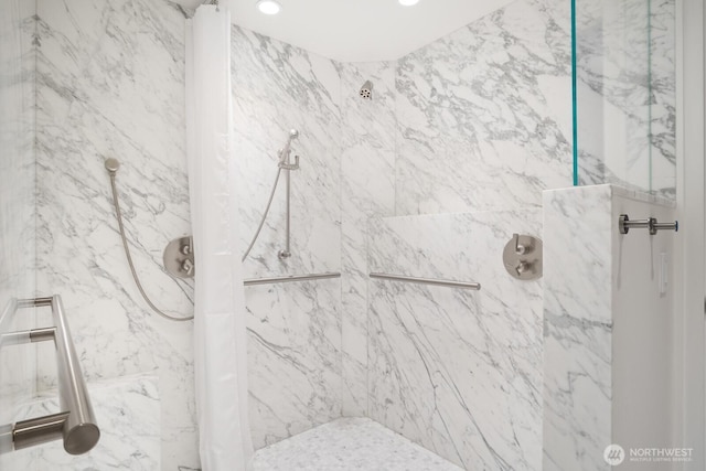 1620 43rd Ave E Unit 15A-B, Seattle, WA 98112 - bathroom featuring a marble finish shower and recessed lighting