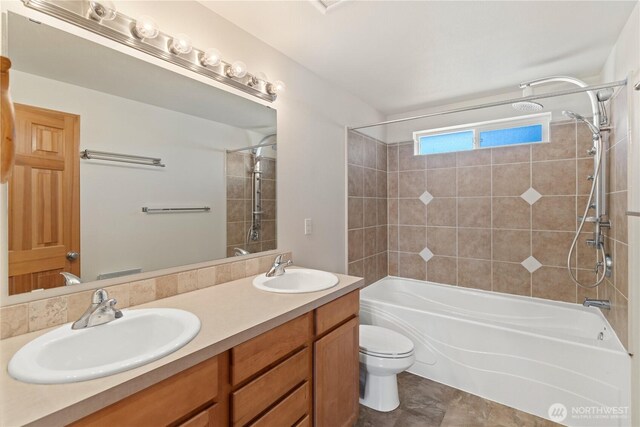 408 Eddy Ct, Port Townsend, WA 98368 - full bathroom featuring  shower combination and double vanity
