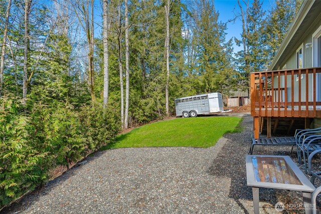 3563 Sweet Rd, Blaine, WA 98230 - view of grassy yard with a deck and a patio area