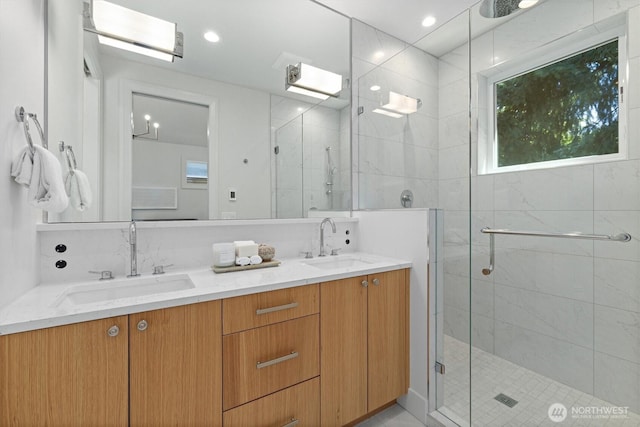 231 19th Ave, Kirkland, WA 98033 - full bathroom featuring a stall shower and double vanity
