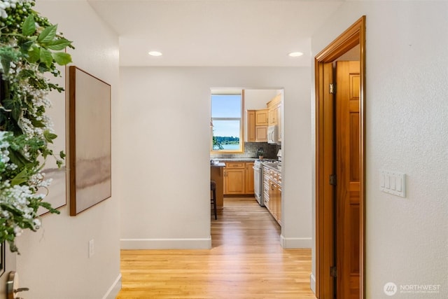 6701 Macintosh Ct SE, Olympia, WA 98513 - hall featuring light wood finished floors and recessed lighting