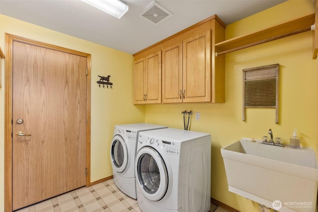 6701 Macintosh Ct SE, Olympia, WA 98513 - laundry room with cabinet space, light floors, and washer and clothes dryer