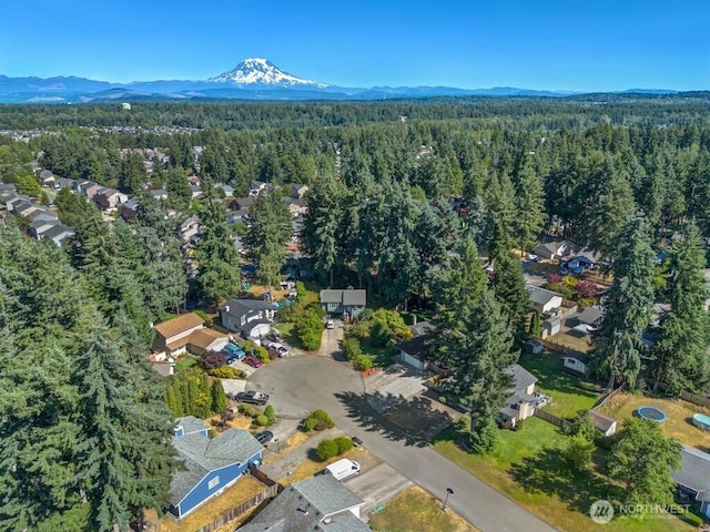 8106 186th Street Ct E, Puyallup, WA 98375 - aerial view of residential area featuring a forest and mountains