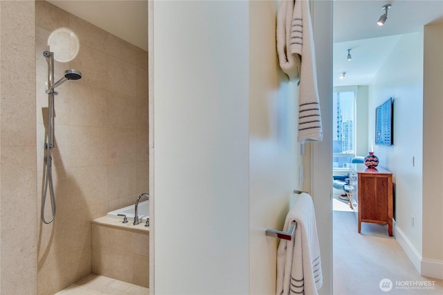 1521 2nd Ave Unit 2303, Seattle, WA 98101 - full bath featuring tiled shower and tiled bath