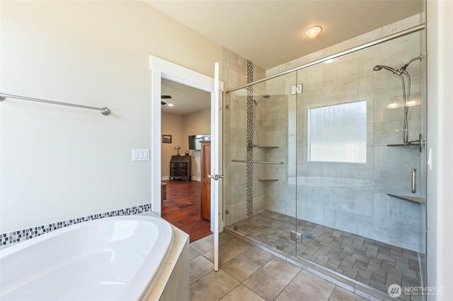 3516 Dianna Way, Wenatchee, WA 98801 - full bath featuring a garden tub, a stall shower, and tile patterned flooring