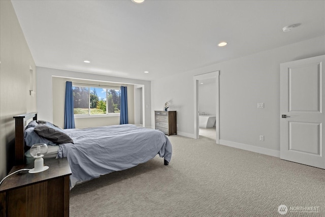 1427 114th Ave E, Edgewood, WA 98372 - bedroom with light carpet, recessed lighting, and ensuite bathroom