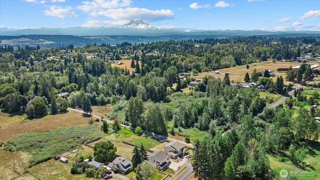 1427 114th Ave E, Edgewood, WA 98372 - aerial view of property and surrounding area with a heavily wooded area and mountains