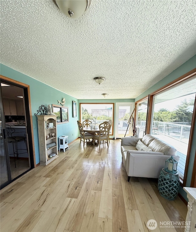 101 Sand Dune Ave NW, Ocean Shores, WA 98569 - living area featuring a textured ceiling and light wood-type flooring