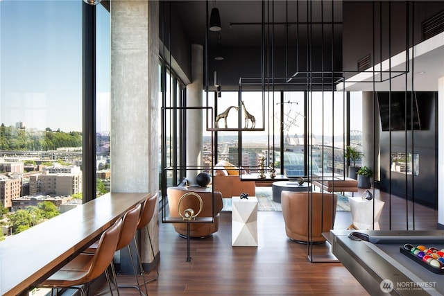 450 S Main St Unit 1608, Seattle, WA 98104 - common area featuring a wall of windows, a view of city, and a high ceiling