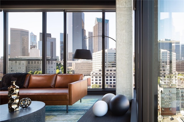 450 S Main St Unit 1608, Seattle, WA 98104 - living room featuring a skyline view