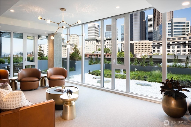 450 S Main St Unit 1608, Seattle, WA 98104 - common area featuring a view of city and recessed lighting