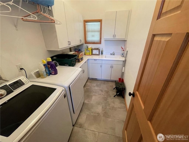 4 Ruger Rd, Oroville, WA 98844 - laundry area with separate washer and dryer, cabinet space, and stone finish flooring