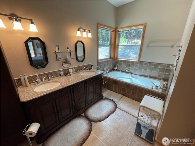 4 Ruger Rd, Oroville, WA 98844 - full bath with a garden tub, tile patterned floors, and double vanity
