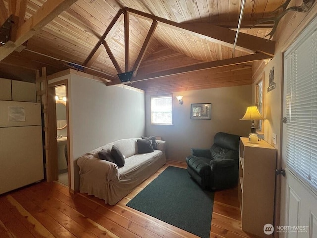 4 Ruger Rd, Oroville, WA 98844 - living area with wood ceiling and hardwood / wood-style floors