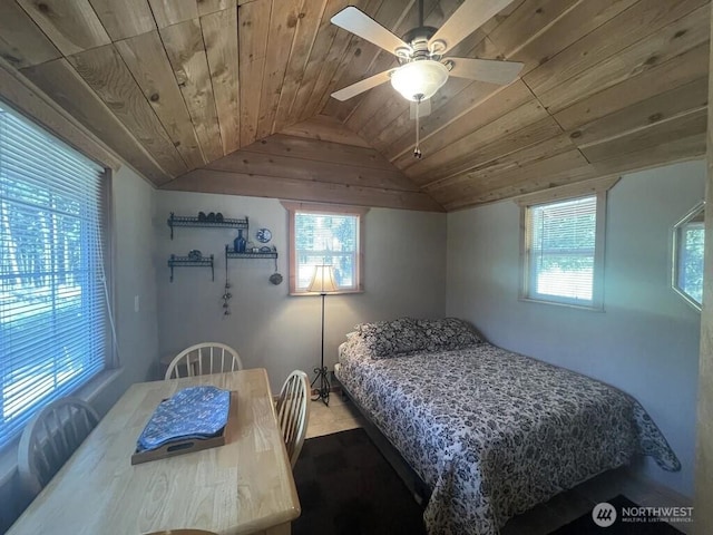 4 Ruger Rd, Oroville, WA 98844 - bedroom featuring wood ceiling, vaulted ceiling, and ceiling fan