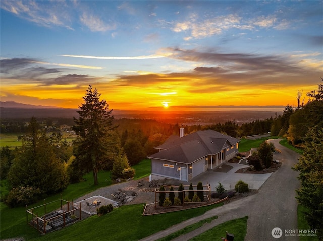 52 Carriage Dr, Sequim, WA 98382 - aerial view at dusk