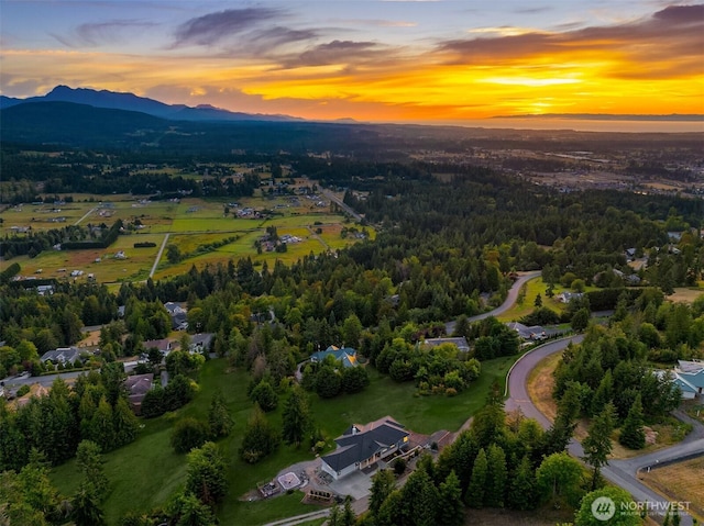 52 Carriage Dr, Sequim, WA 98382 - aerial view at dusk of a mountain view
