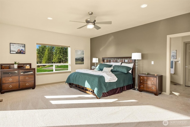 52 Carriage Dr, Sequim, WA 98382 - carpeted bedroom with a ceiling fan and recessed lighting
