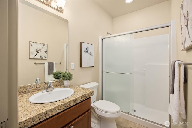 52 Carriage Dr, Sequim, WA 98382 - bathroom featuring a stall shower and vanity